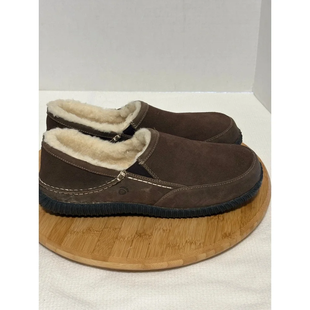 Acorn Mens Suede Sheepskin Slippers Chocolate Brown A50018CHO Size 12 Slip On